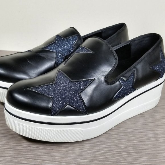 Stella McCartney Binx Stars Slip-On Platform Sneaker,Black, Womens Size 10 / 40 - Picture 1 of 10